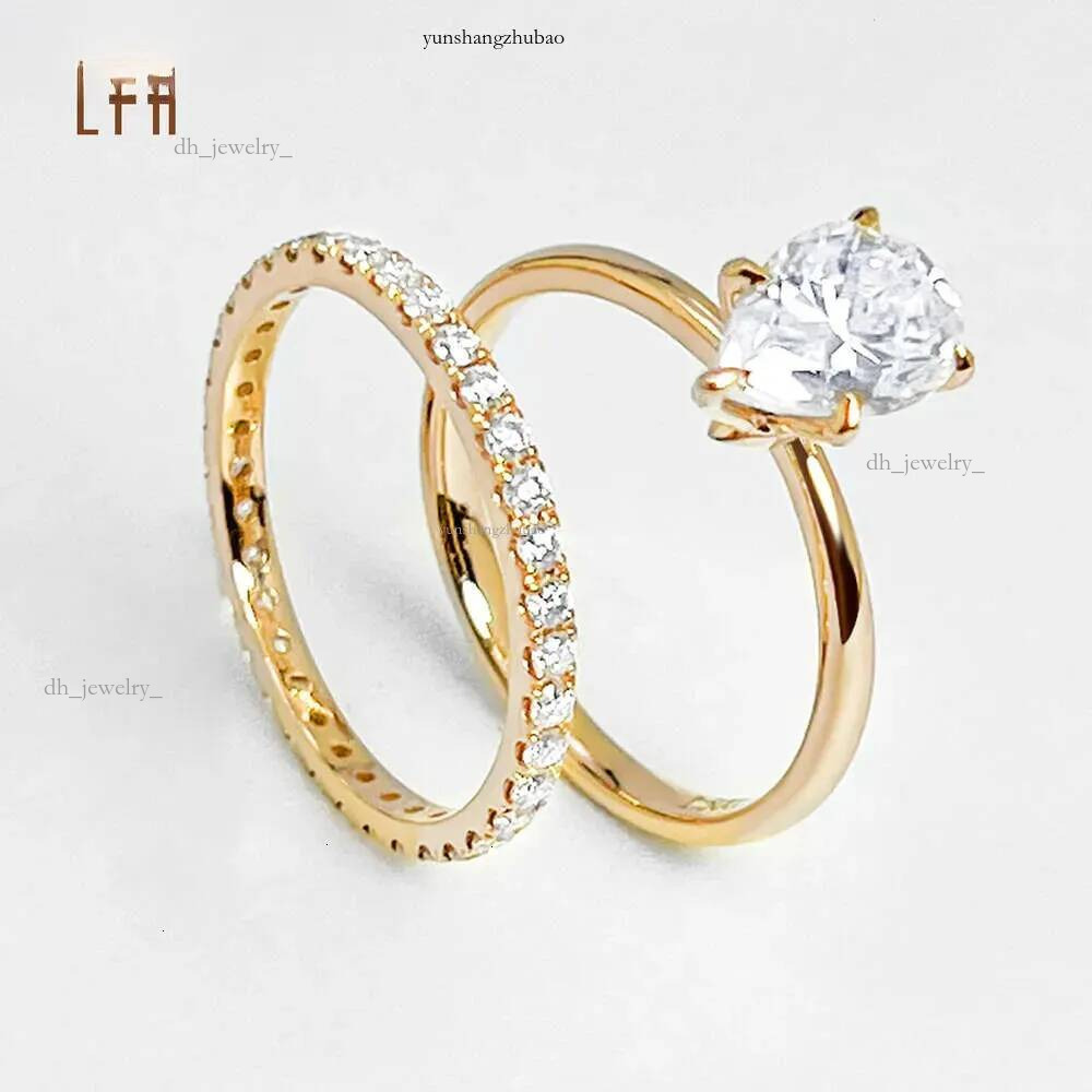 Round Custom Moissanite Rings Women Real Rose Wedding Solid Ring Gold for Couples