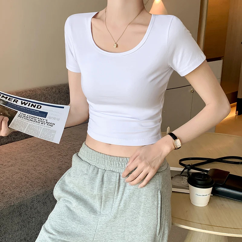 Summer Womens Basic Round Neck TShirt Pure Cotton Soft Breathable Casual Tee MultiColors 250513