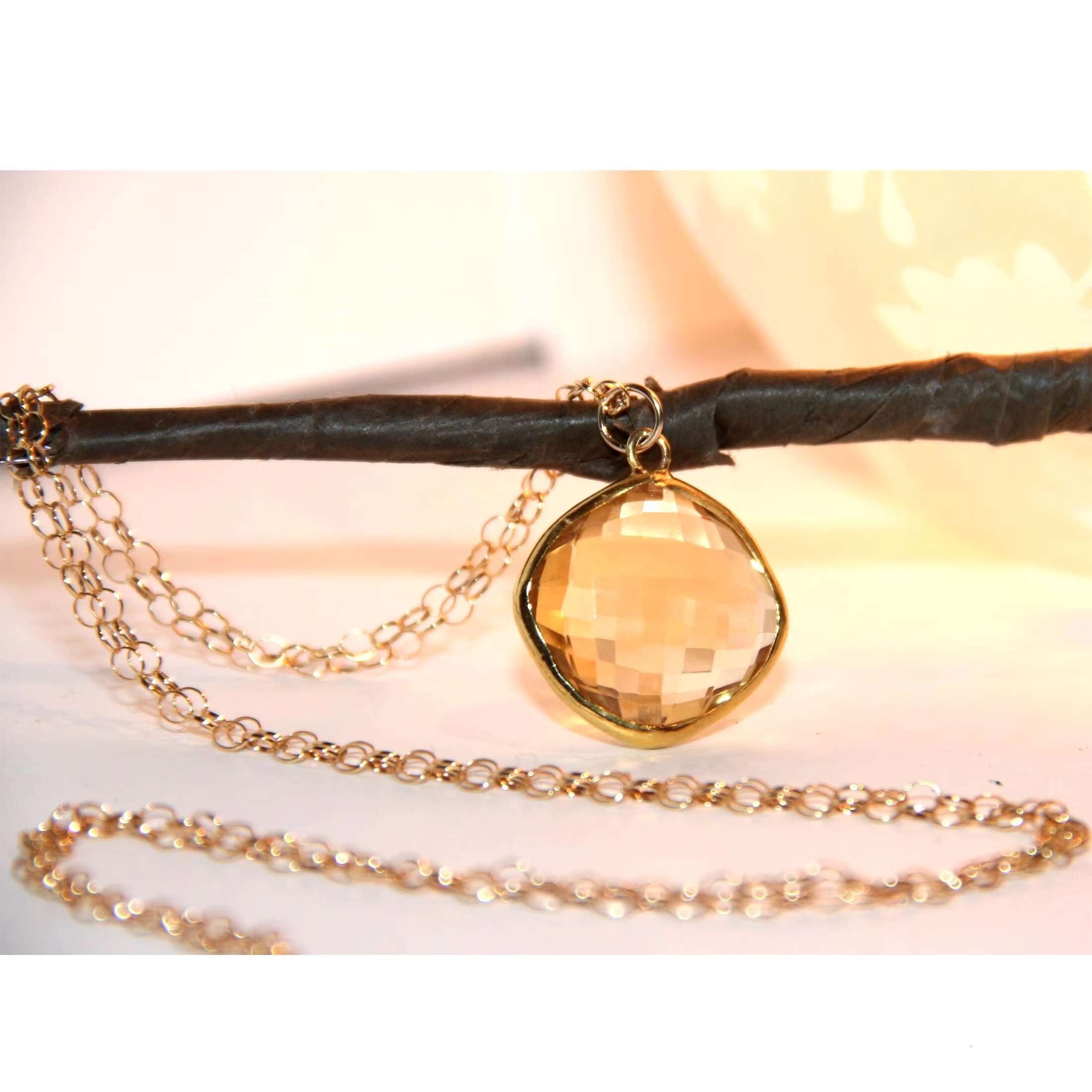 Charm pure colored d quartz jewelry sier necklace