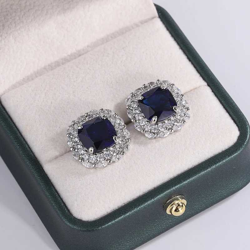 925 Silver Plated Earrings for Women Shiny AAAA Blue Zircon Earrings Stylish Sterling Silver Jewelry Anniversary Gift Earring Y250510
