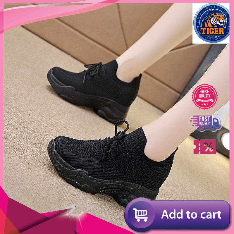 Ddmytiger Women S New Spring Flyknit Mesh Casual Sports With Inner Heightening Little White Breathable Thick Sole Dad Shoes Summer Outdoor Shoes
