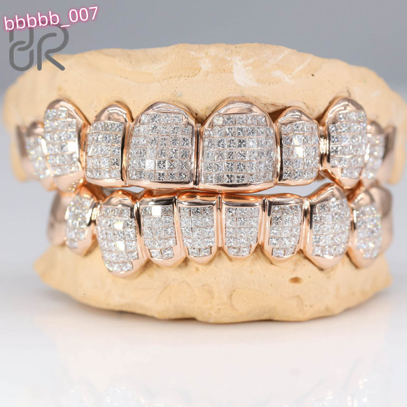 Bereal Jewelry 18K Gold Plated Moissanite Teeth Grillz Invisible with Princess Cut 925 Silver VVS Custom Hip Hop Iced Out Grillz