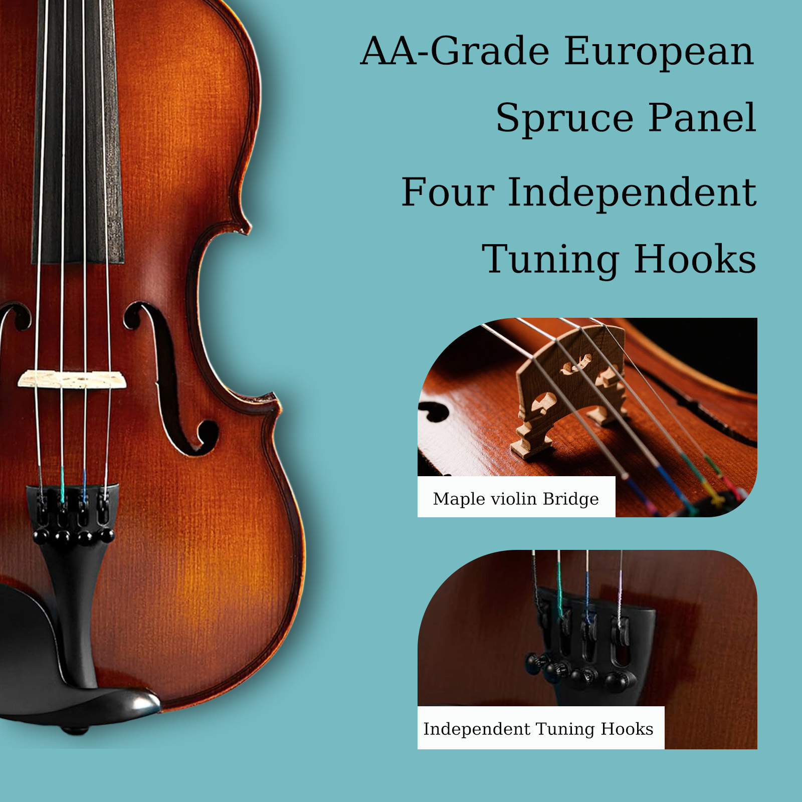 Handmade Wooden Violin for Novices: Elegantly Crafted Musical Dream Starter Kit
