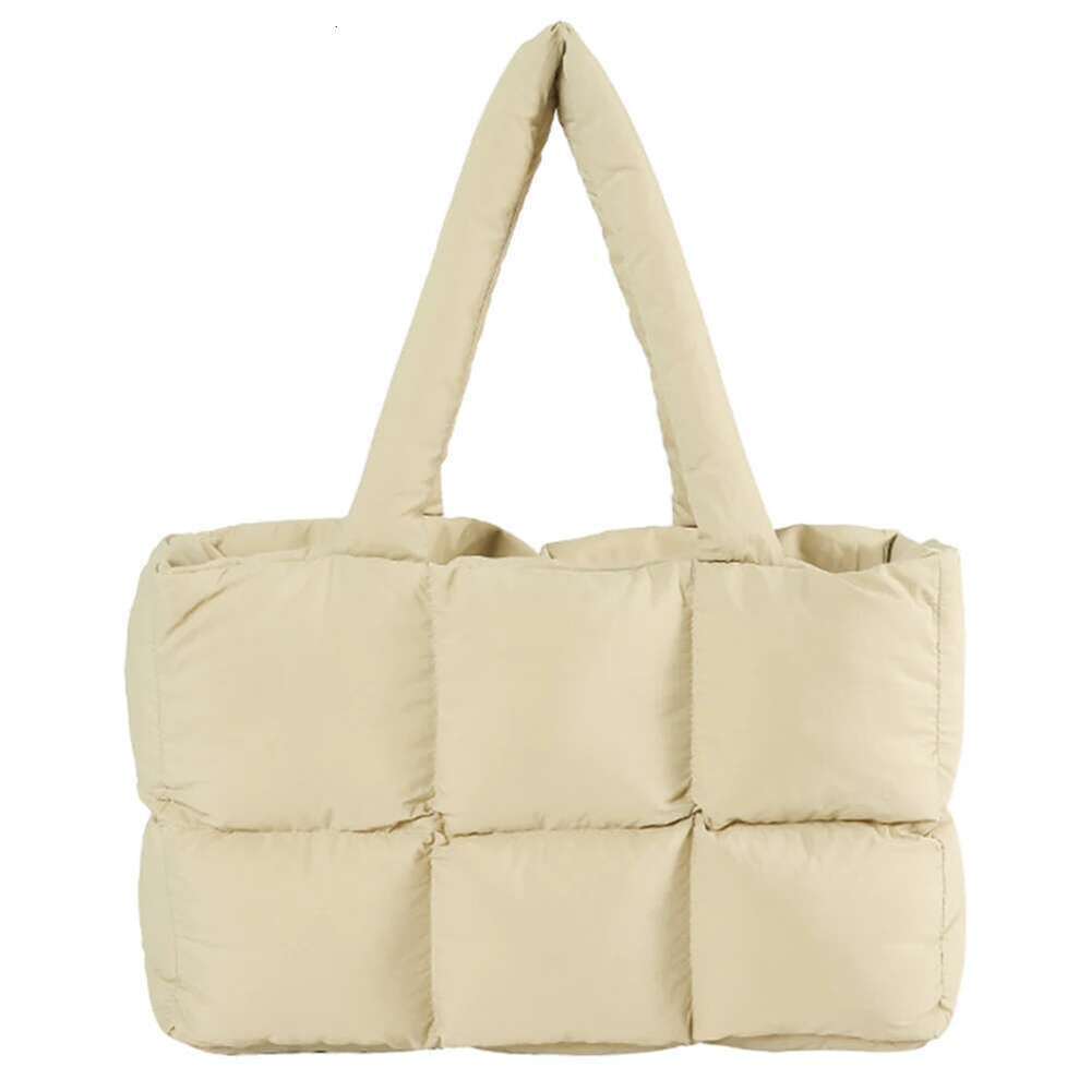 Women Aesthetic Puffy Bags Solid Color Quilted Single Shoulder Large Capacity Soft Cloud Casual Tote Bag