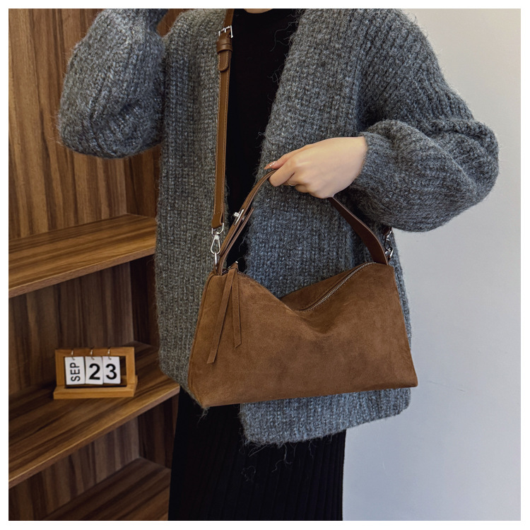 New matte leather underarm bag women's soft bag shoulder handbag bag large capacity oblique span bag