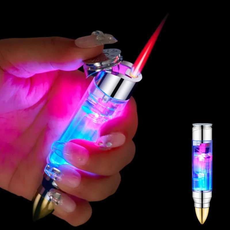 New Windproof Mini Inflatable Lighter Jet Flame Transparent Color Light Torch Lighter Cigarette Accessories Smoking Gifts Y250513