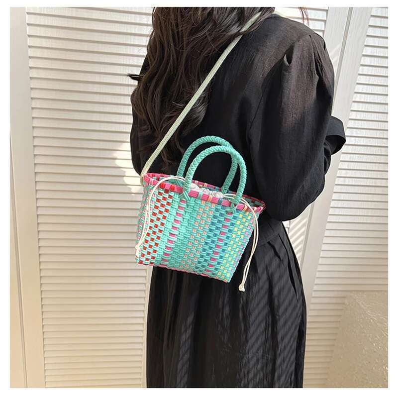 Colorful Woven Hand Bags For Women Summer Beach Shoulder Brand Cute Purses And Handbag Designer Crossbody Bag
