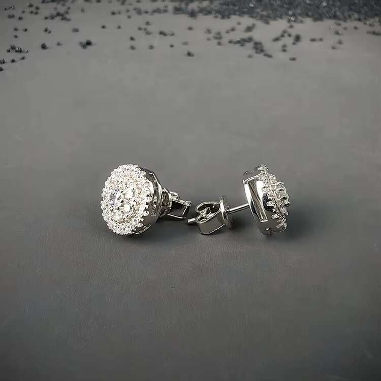 GRA Hip Hop Iced Out Bling 925 Sterling Silver Pass Diamond Tester VVS Moissanite Stud Earrings for Men Women