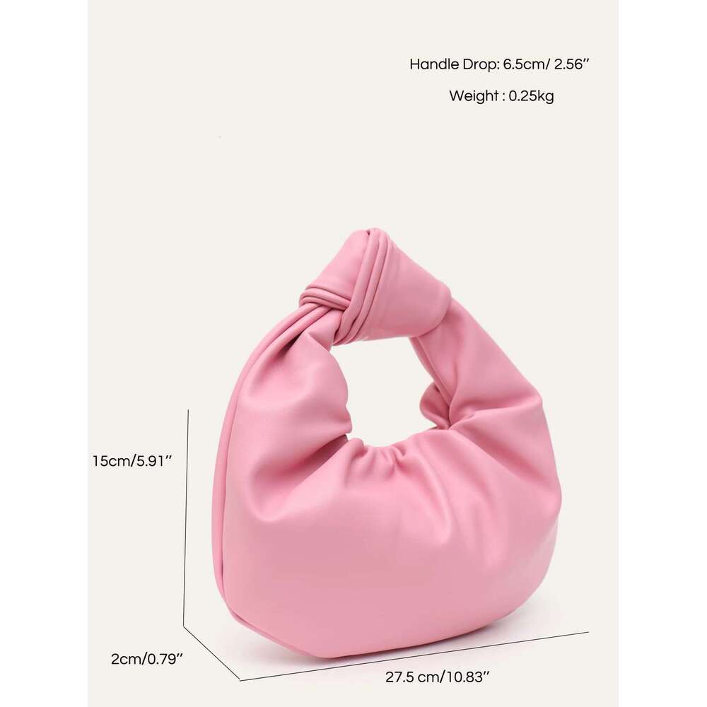 CEZIRA PU Leather Pleated Cloud Bags Women Fashion Top-Handle Ruched Purses Hobo Handbags Magnetic Button Closure Knotted Handle