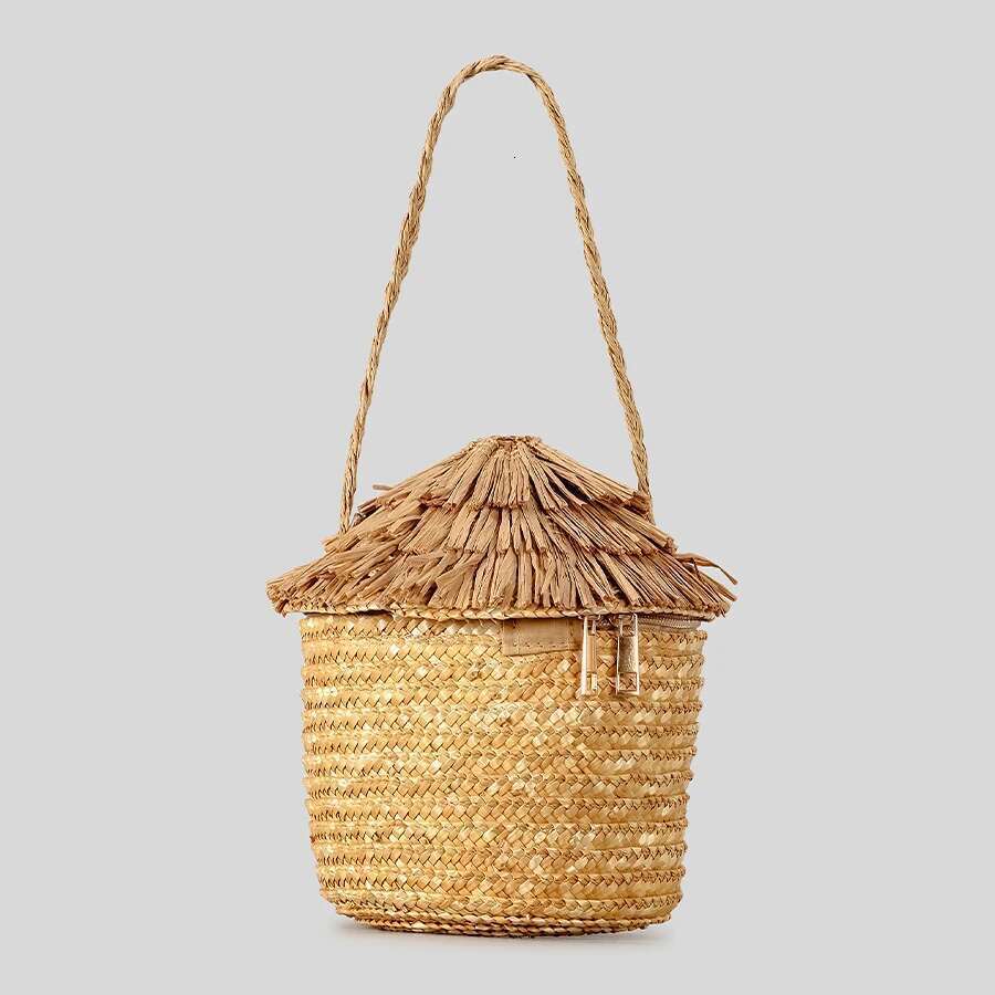 Creative Cartoon House Women Shoulder Bags Paper Woven Cute Handbags Handmade Summer Beach Bag For Girls Children 2025