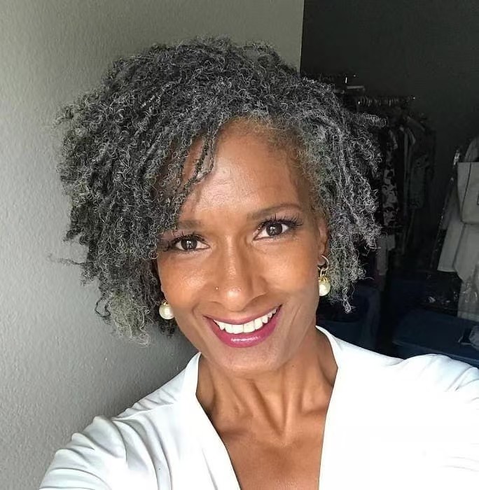 New Silver locs Grey kinky curly hair puff pony tail clip hairpiece, african american Amazing afro curl pony tail gray human hair extension