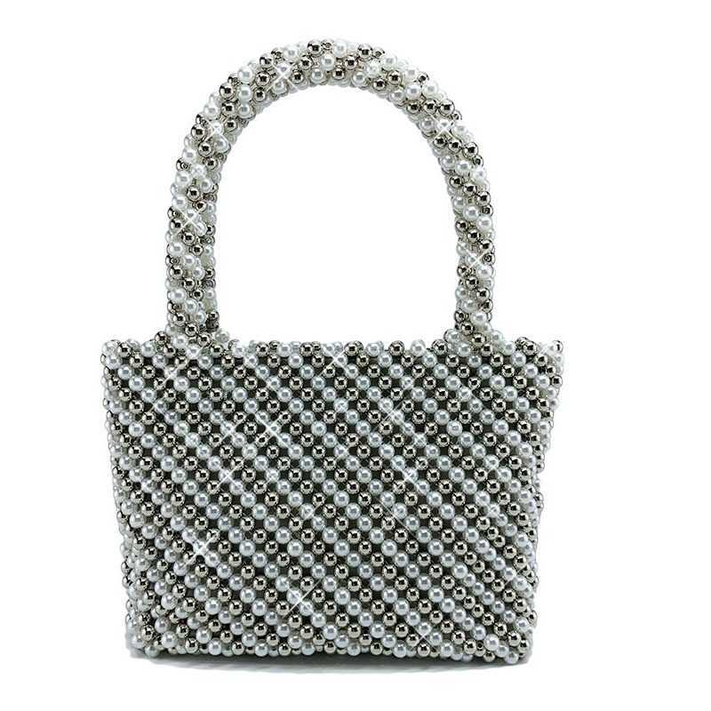 Pearl bead dinner gown diagonal cross single room bag
