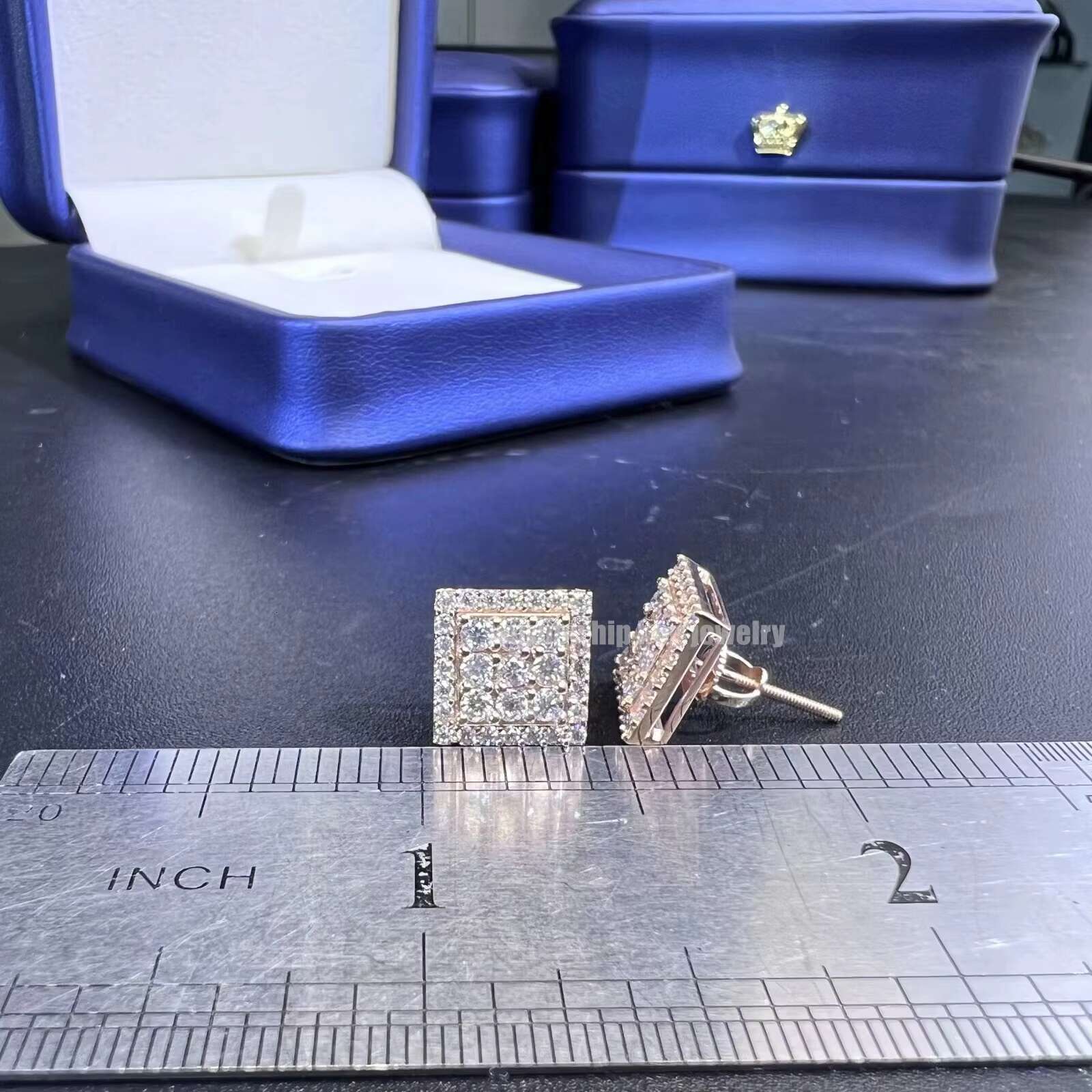 Deluxe Rose Gold Plated Screwback Moissanite Earrings 10mm Real 925 Silver Excellent Cut VVS Clarity Mossanite Stud Earrings