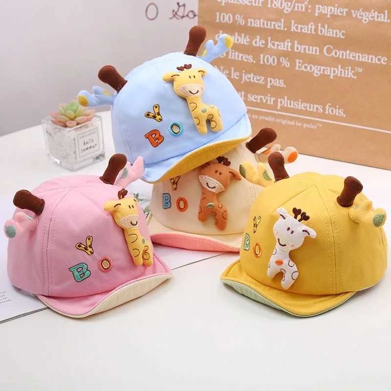 Cute Giraffe Baby Duckbill Hat Cartoon Toddler Soft Edge Duck Tongue Hat 6-18 Month Boy Girl Infant Sun Visors Kids Baseball Cap R250512