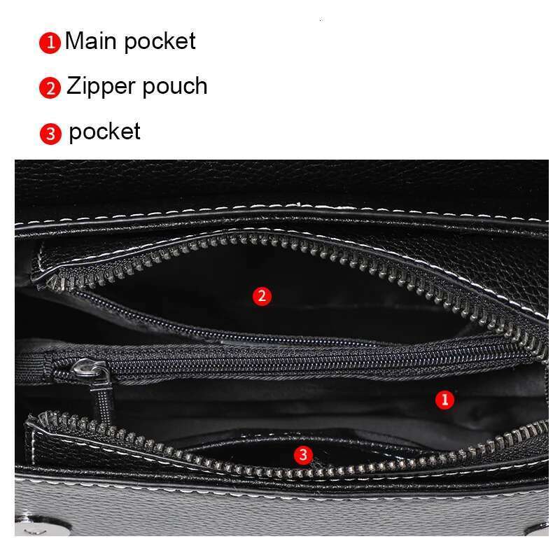 Aidrani Women's Shoulder Handbag Buckle High-end Leather 2025 Commuter Litchi Grain Black Small Square Bag Shoulde