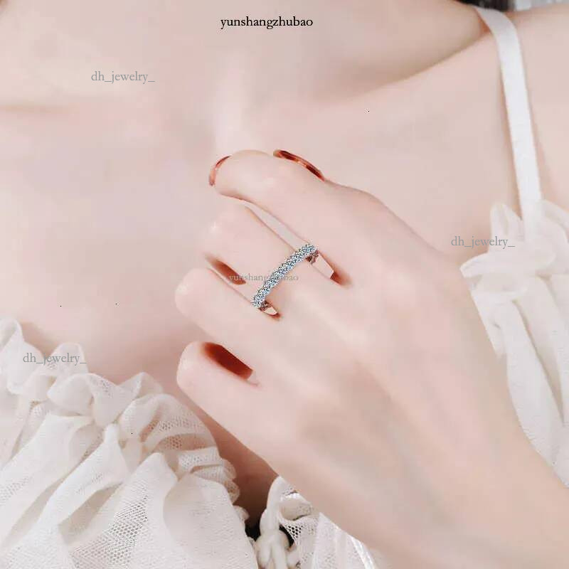 Band 22 Ct Full Moissanite Row For Women Sterg Sier D White Gold Dia Rings Eternity Wedding Fine Jewelry