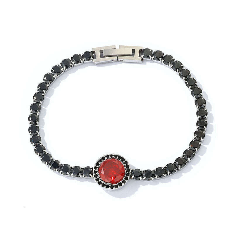 fashionable red hip hop style womans wristwear customizable stainless steel zircon bead bracelet