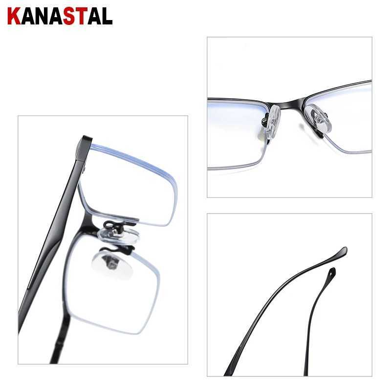 Men Blue Light Blocking Glasses Women Metal Half Frame Busnies Eyewear Computer Prescription Myopia Hyperopia Reading Glasses W250513