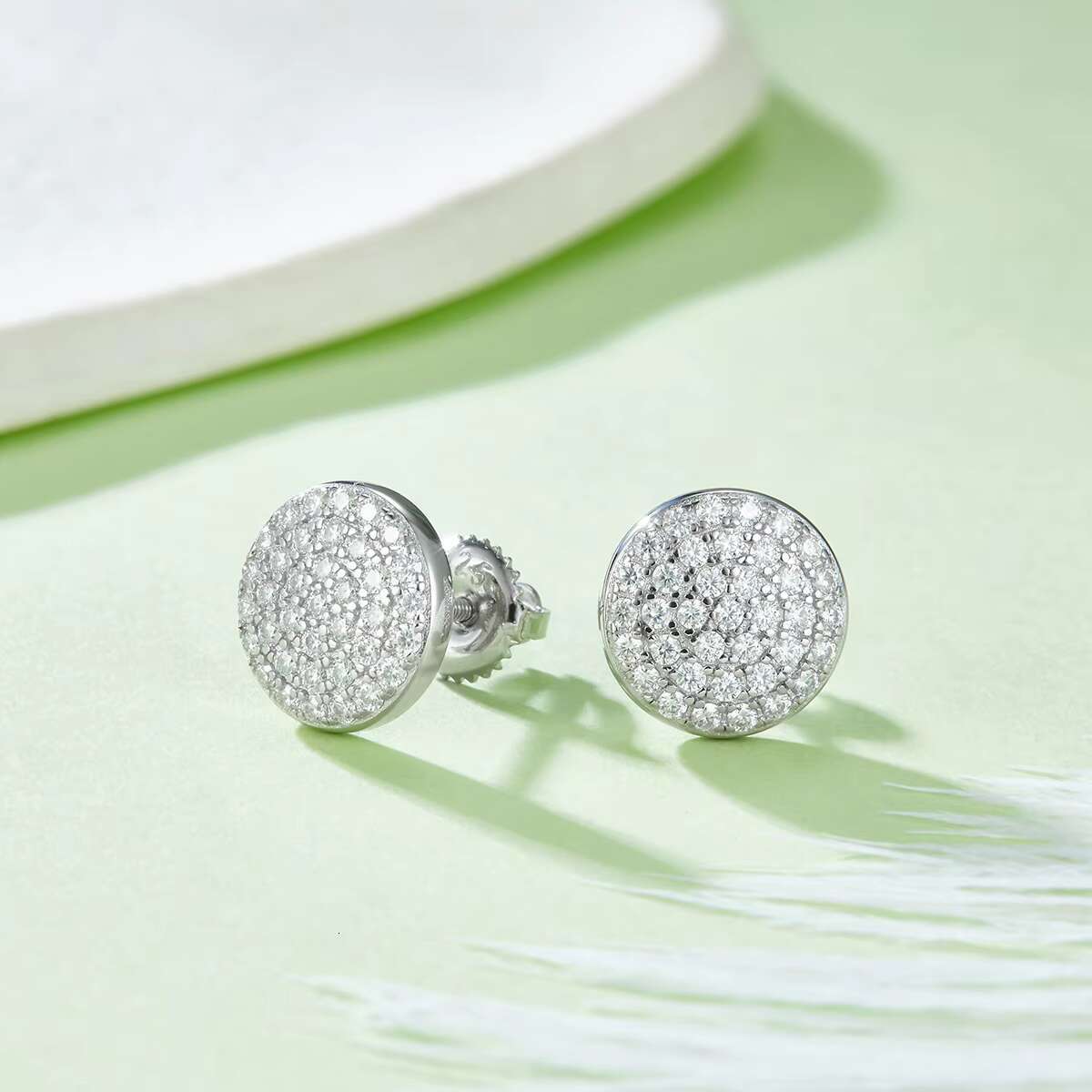 J011 China Jewelry Wholesale 925 Sterling Silver Custom Men Hiphop Iced Out VVS Diamond Moissanite Hip Hop Stud Earrings