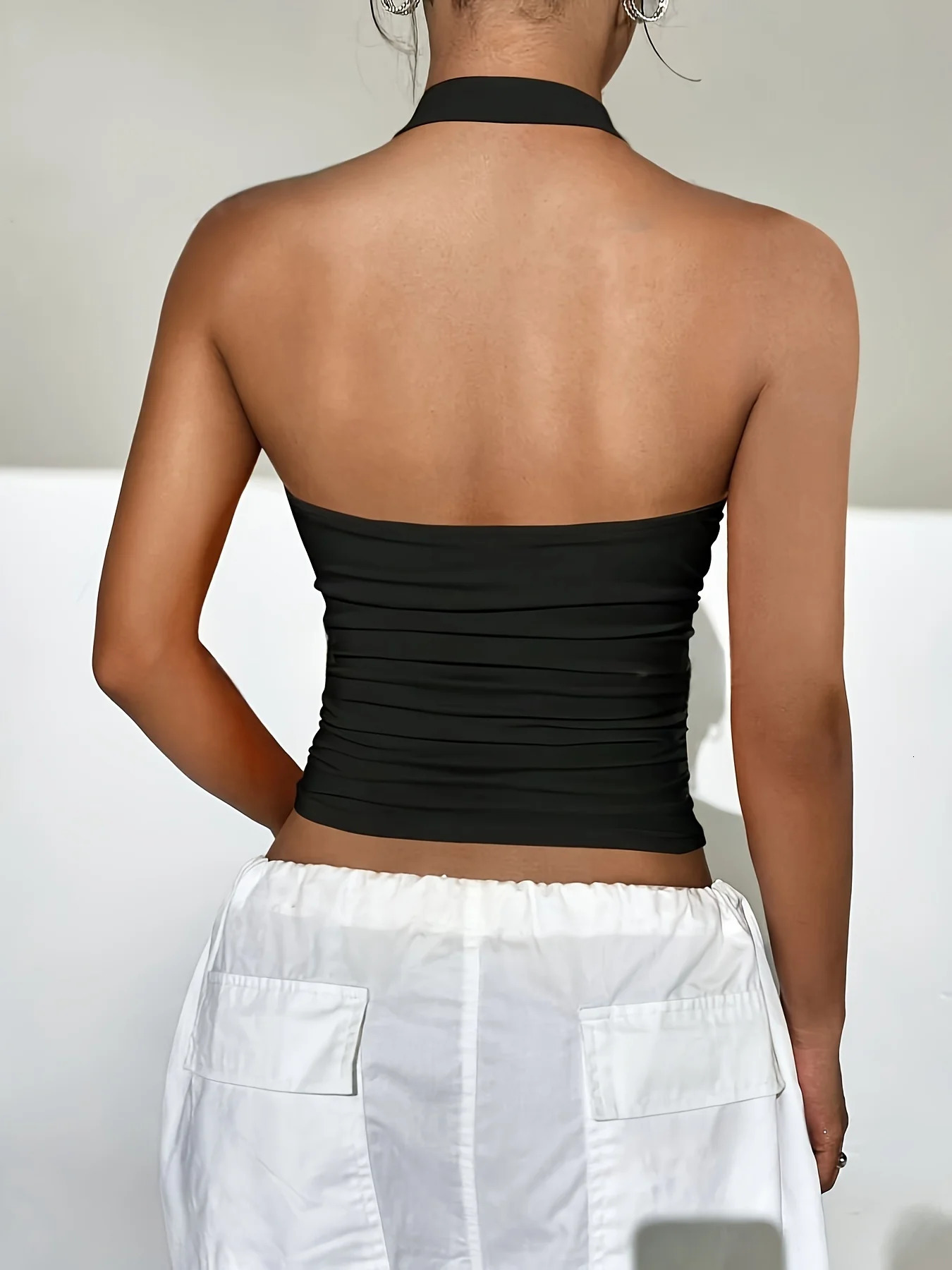 Summer Womens Halterneck Solid Color Camisole Fashionable and Versatile Light Comfortable Suitable for Weather 250513