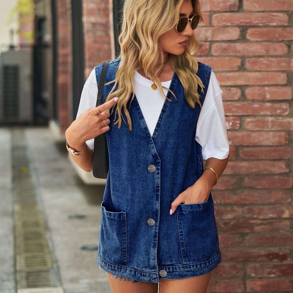 European and American camisole, trendy denim sleeveless vest, 2025 new casual versatile fashion clothing