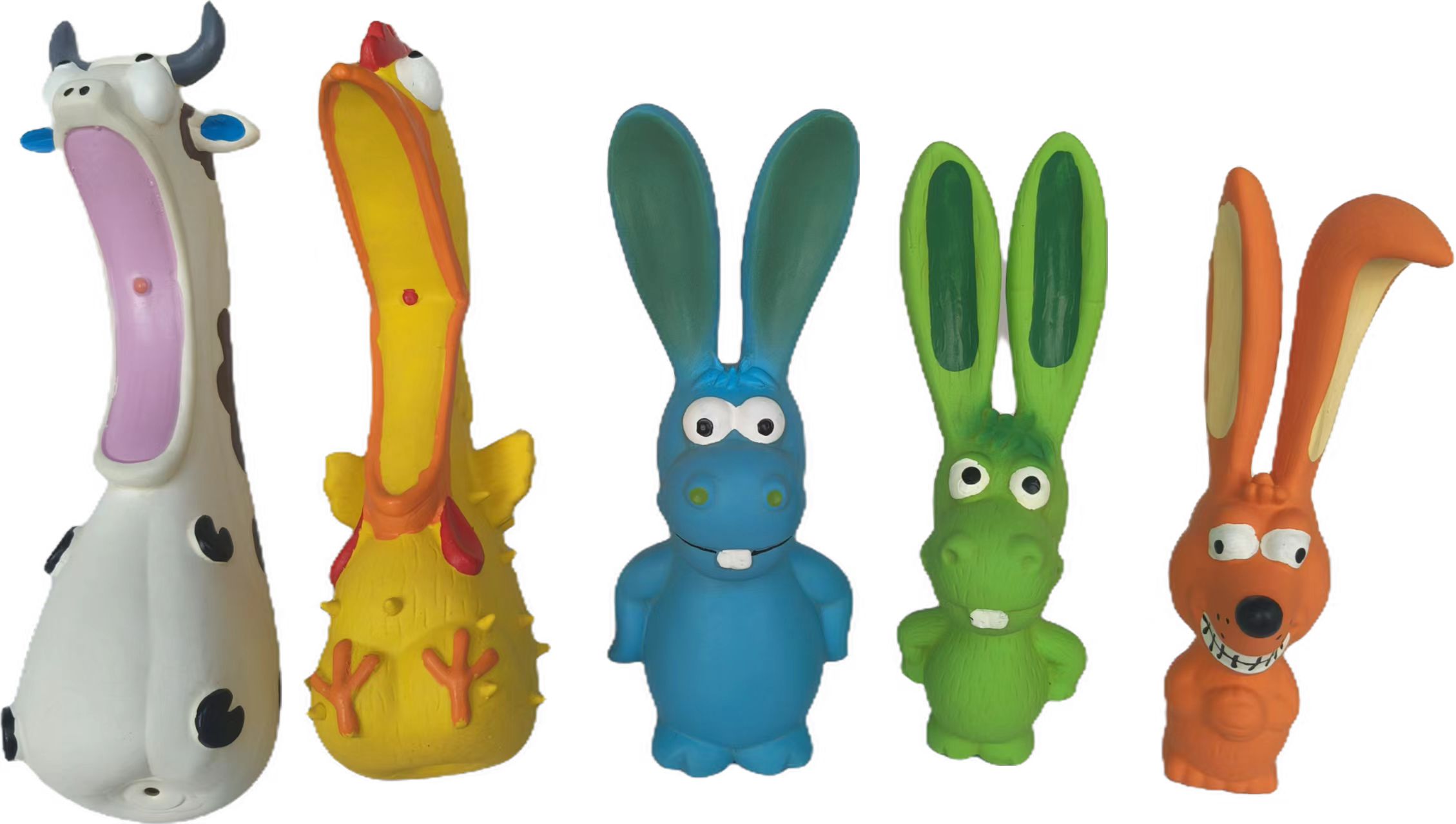 Rubber Rabbit Chewy Dog Toy Natural Latex Teething Screaming Sound Puppy Pet Toy 2 & 3pcs/Pack