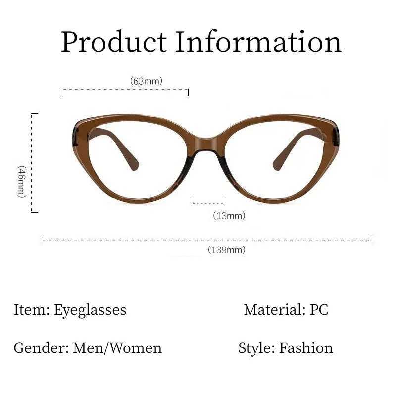 2024 Ultra Light Unisex Transparent Eyewear Fashionable Anti Blue Light Near Sight Glasses Retro Cat Eye Korean Myopia Glasses W250513