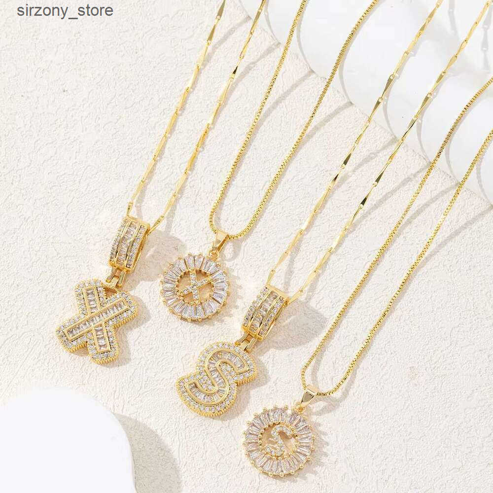 DHCollections Cross-Border Popular 26 Letter Necklace for Women Full Dia Rock Candy Copper Inlaid Fashion Pendant Necklaces z250513KOGX