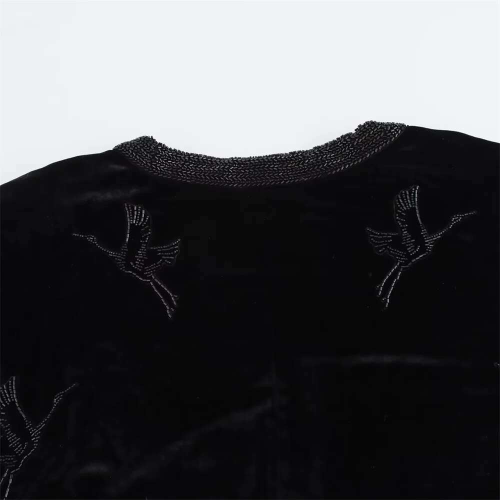 UNIZERA Spring/Summer New Solid Color Beaded Animal Embroidery Kimono Coat Top Women's Clothing