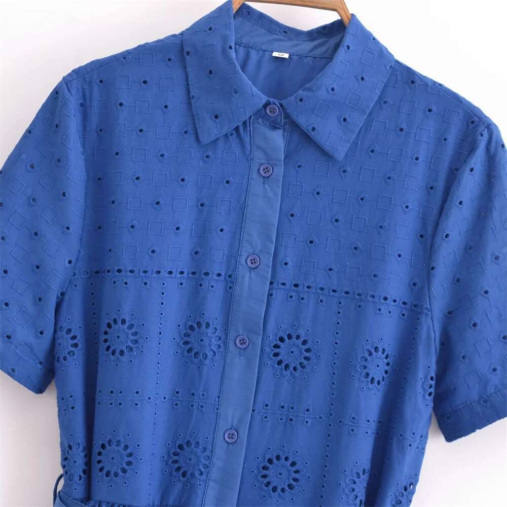 Summer New Fashion Women's Elegant Casual Design Sense European and American Style Embroidered Short Dress