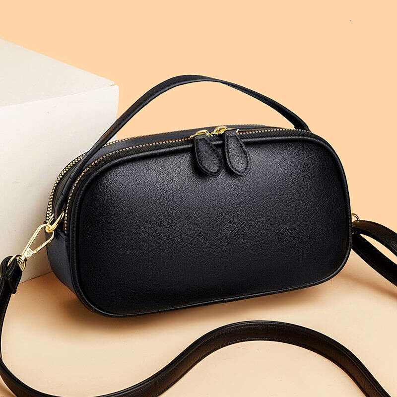 2025 Spring New Cross Shoulder Double Handheld Small Square Soft Leather Casual Women's Bag