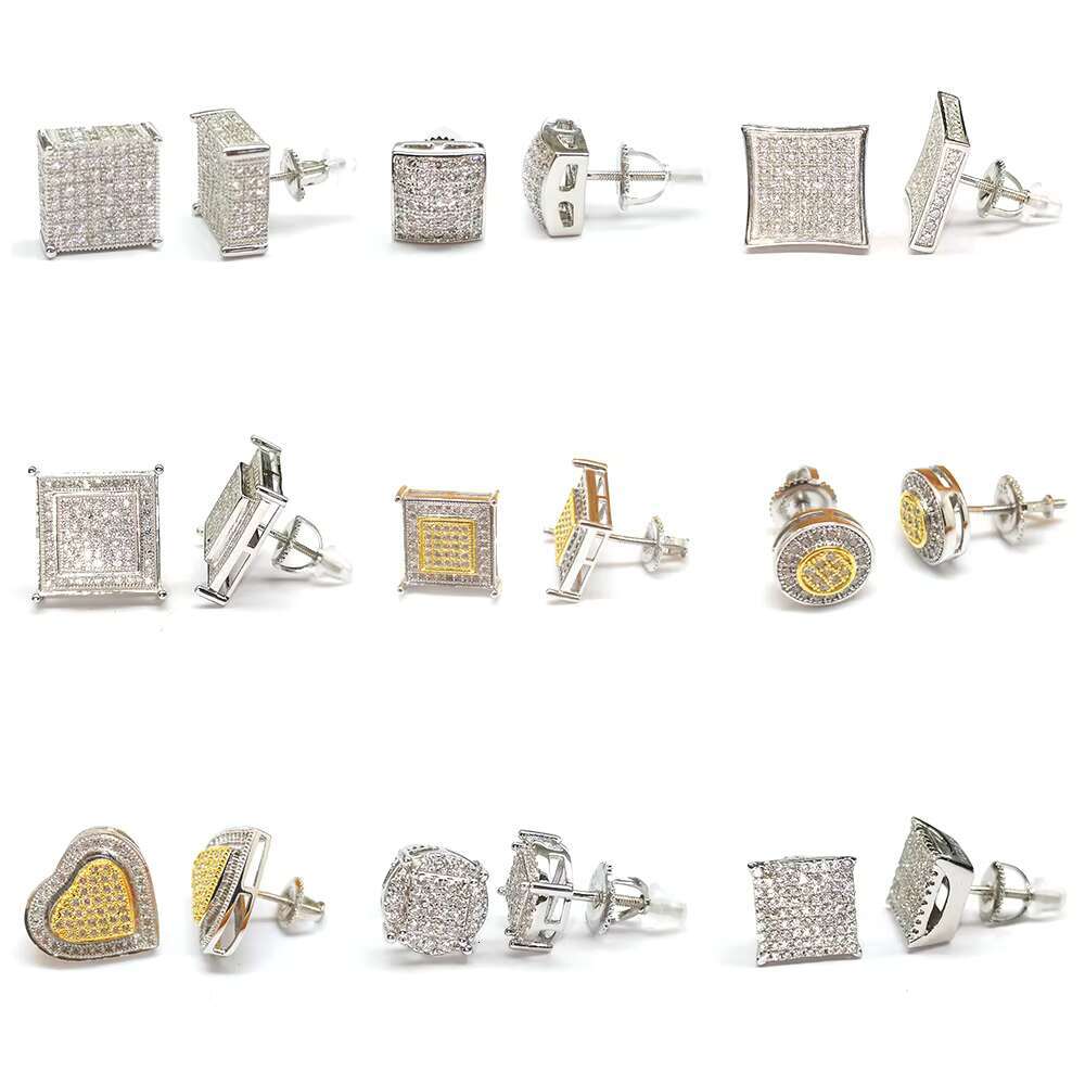 Hotsale Iced Out Hip Hop Heart Women Jewellery Cheap Price 925 Sterling Silver Custom VVS Moissanite Diamond Stud Earrings