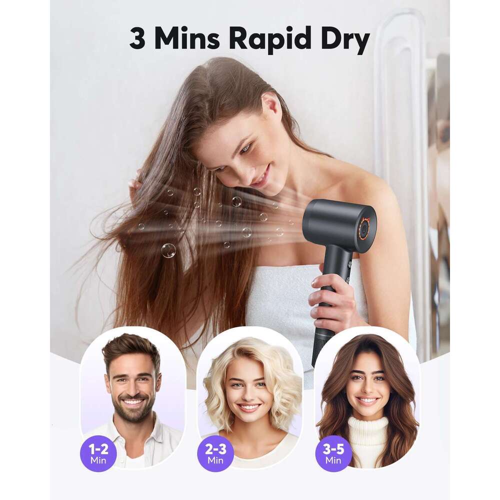 High Hair Dryer 200 Million Negative Ions 110,000 Rpm Professional Care Wind Speed 36M/S 1500W Quick Dry For Home Hotel