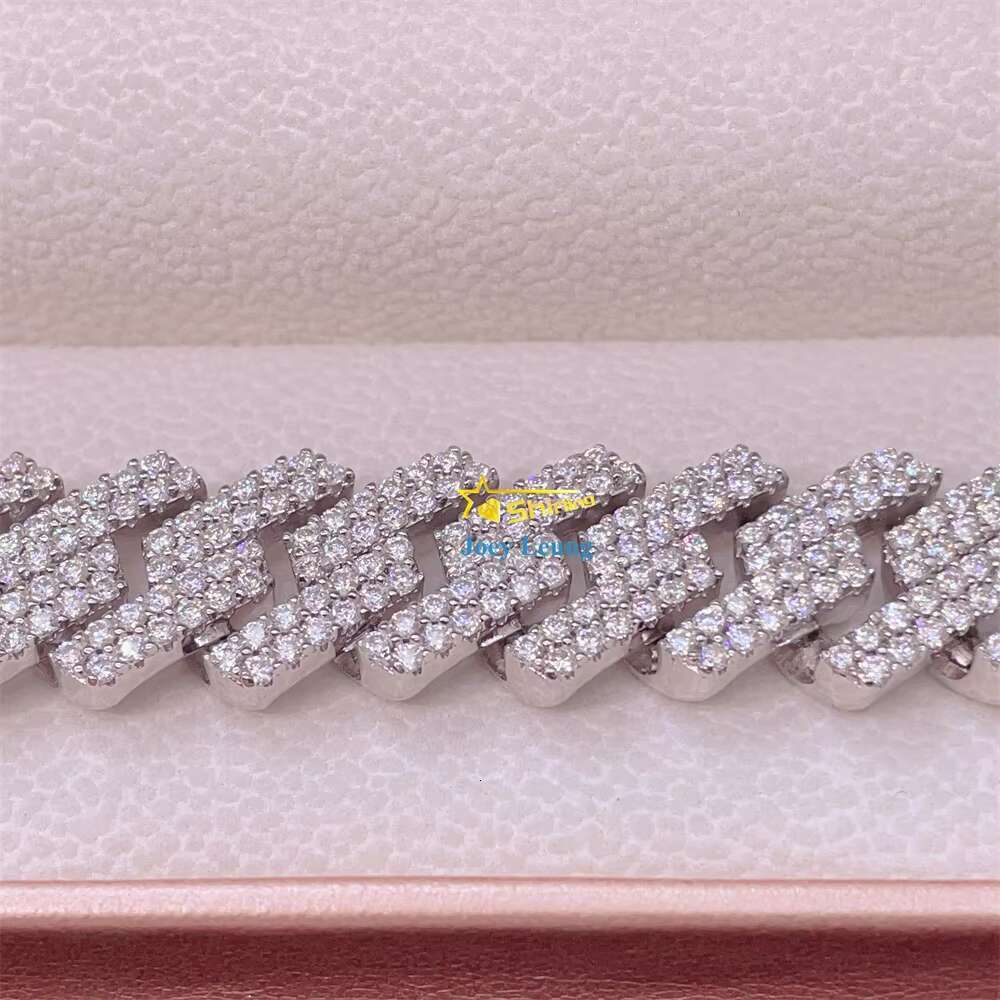 925 Sterling Silver Gold Plated VVS Moissanite Diamond Custom 15MM Iced Out Cuban Bracelet