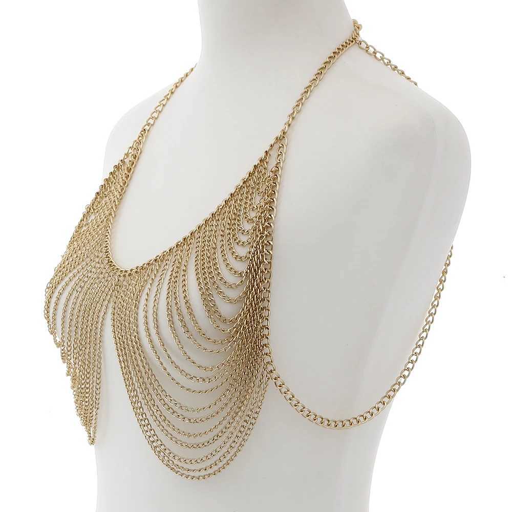 Sexy Chest Bra Chain Body Jewelry Women Metal Chain Multi Layer Body chain Jewelry Beach AccessoriesT250513