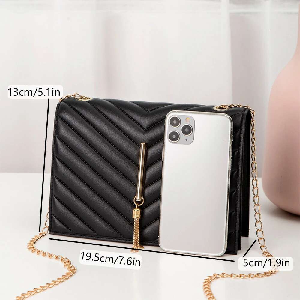 Fashionable retro style large capacity women's shoulder tassel chain crossbody bag, small square bag zwq
