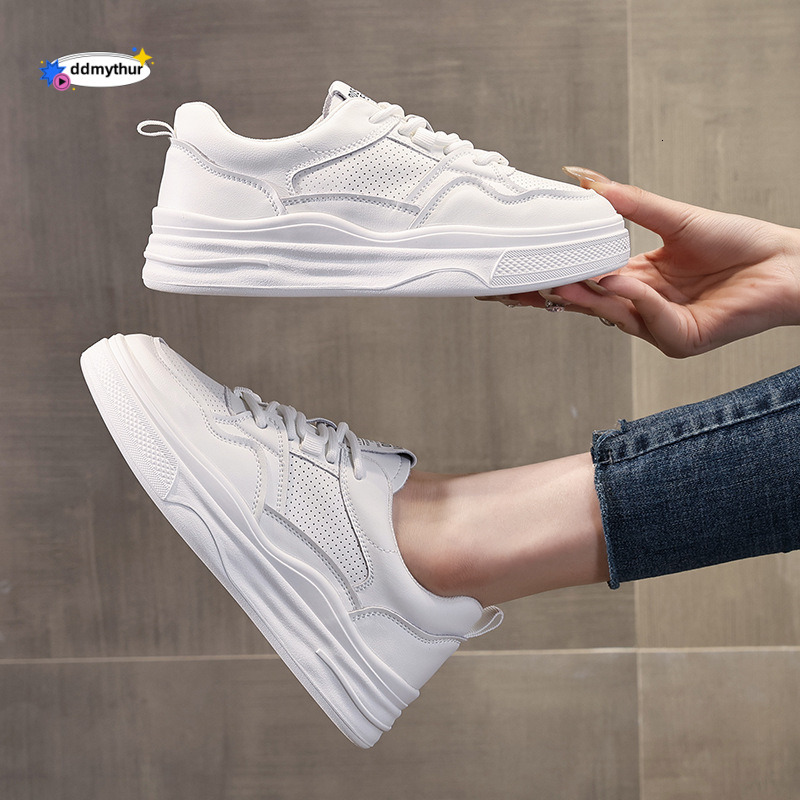 Real leather white shoes for women 2025 new summer mesh breathable board shoes, paired thin skirts, versatile with one foot pedaling ddmythur