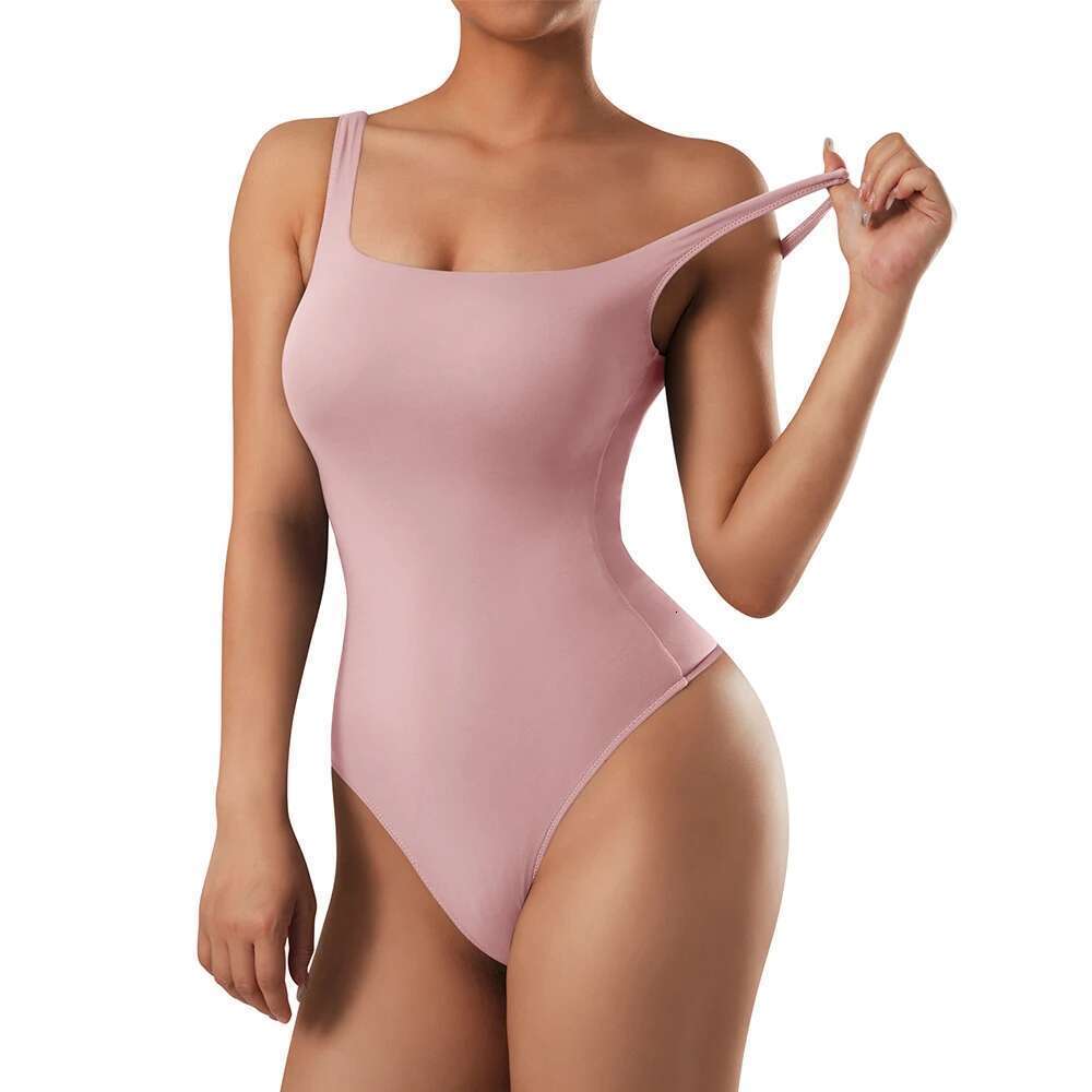 Bodysuits Women Body Suit One-Piece Romper Solid Sexy Sleeveless Square Neck Padded Tank Tops Jumpsuit Streewear Ladies