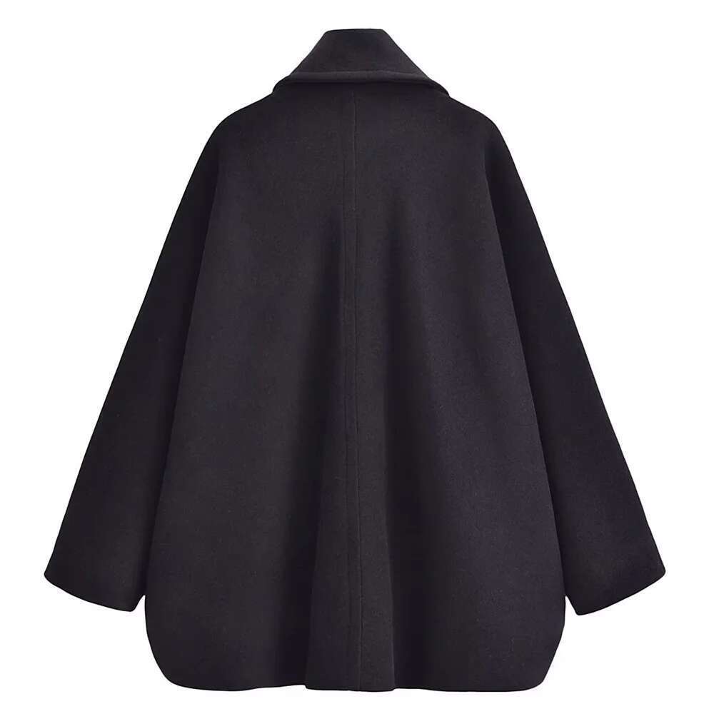 UNIZERA Autumn/Winter New Product Women's Fashion Casual Loose Lapel Bat Sleeves Woolen Cloak Coat