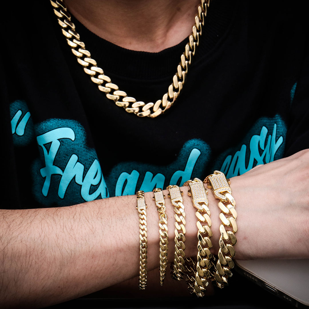 Custom Wholesale Price Hip Hop Chain Men's Hip-hop Bracelet DEF Vvs Moissanite Cuban Link Chain 14K Hollow Cuban Chain for Men