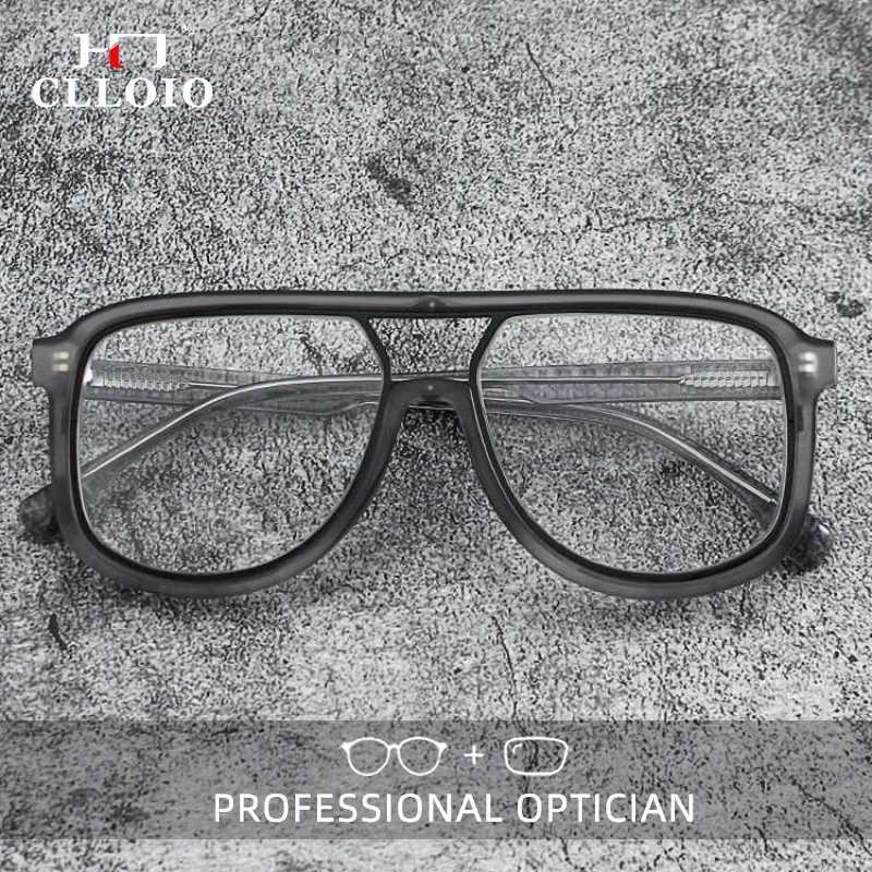 CLLOIO Retro Trendy Prescription Optical Square Glasses Men High Quality Reading Glasses Anti Blue Light Progressive Eyeglasses W250513