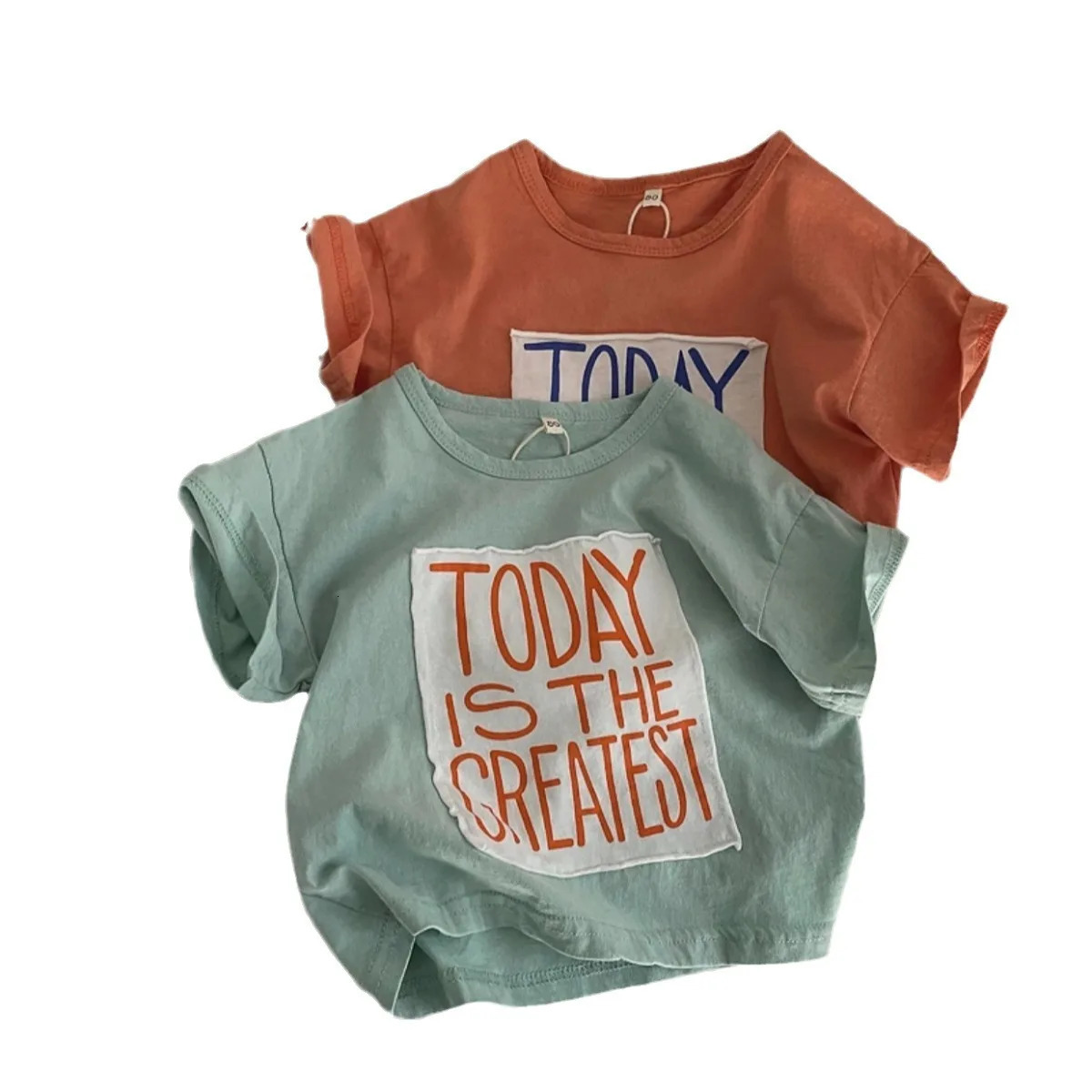 Summer Children Boys T-shirts Cotton Letter Patchwork Infant Baby Boys Tees Loose Round Collar Toddler Kis Boys Short Sleeve Top 250512