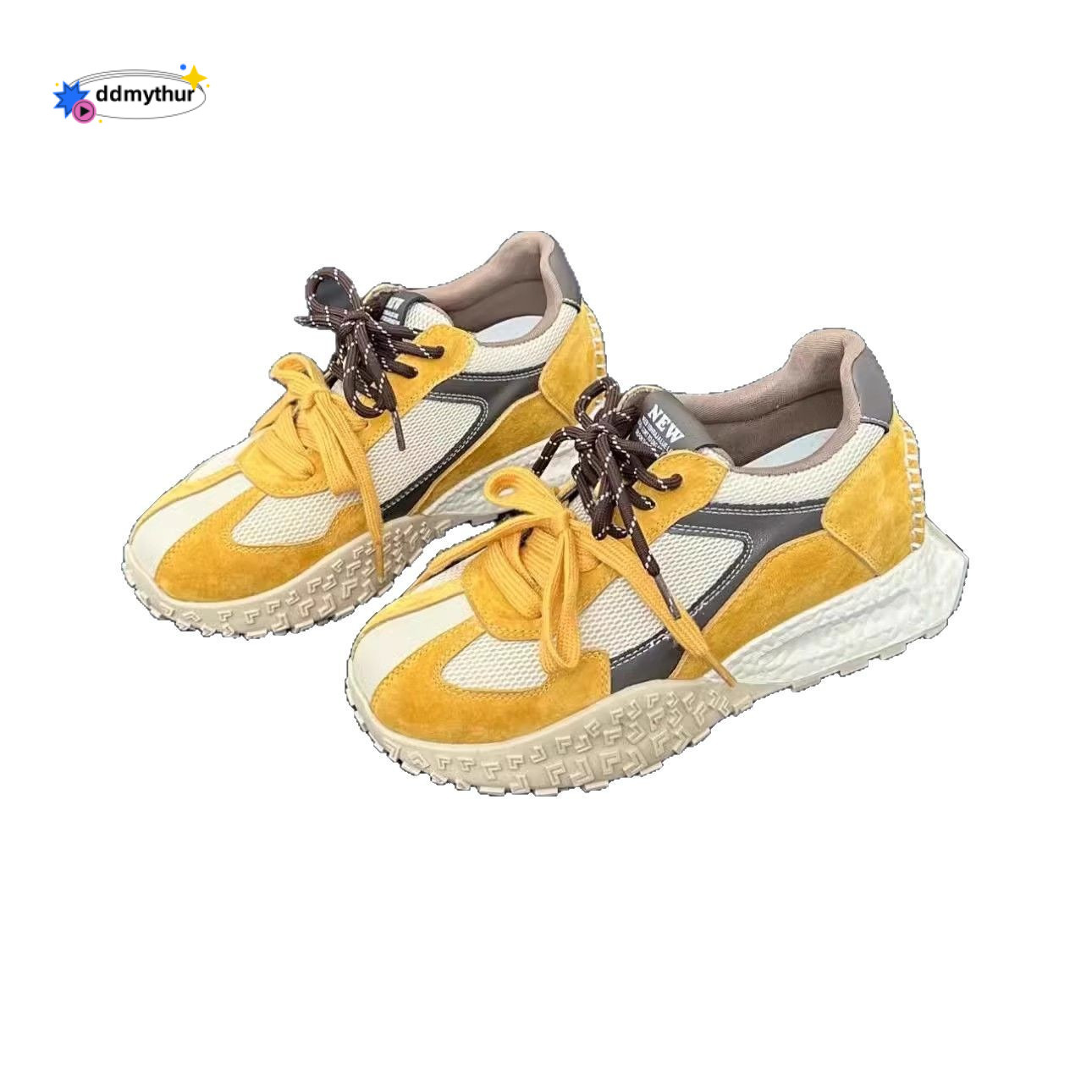 Short stature with an increase 7cm height, German training for women in the spring and autumn of 2025, new thick soled color blocked casual women'