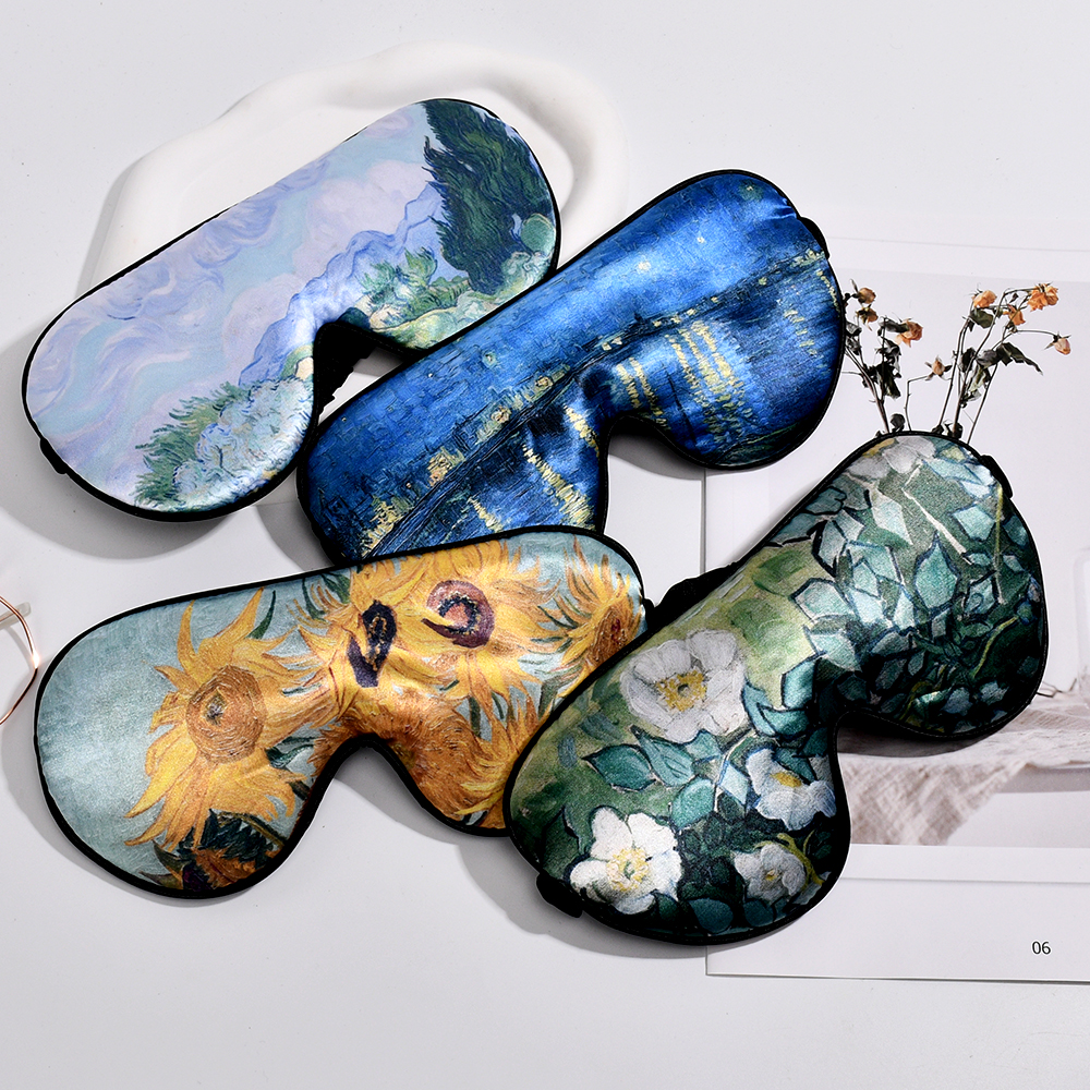 Retro Style Printed Eye Covers by Van Gogh Collection: Comfortable Unisex Traveling Sleeping Face Shield