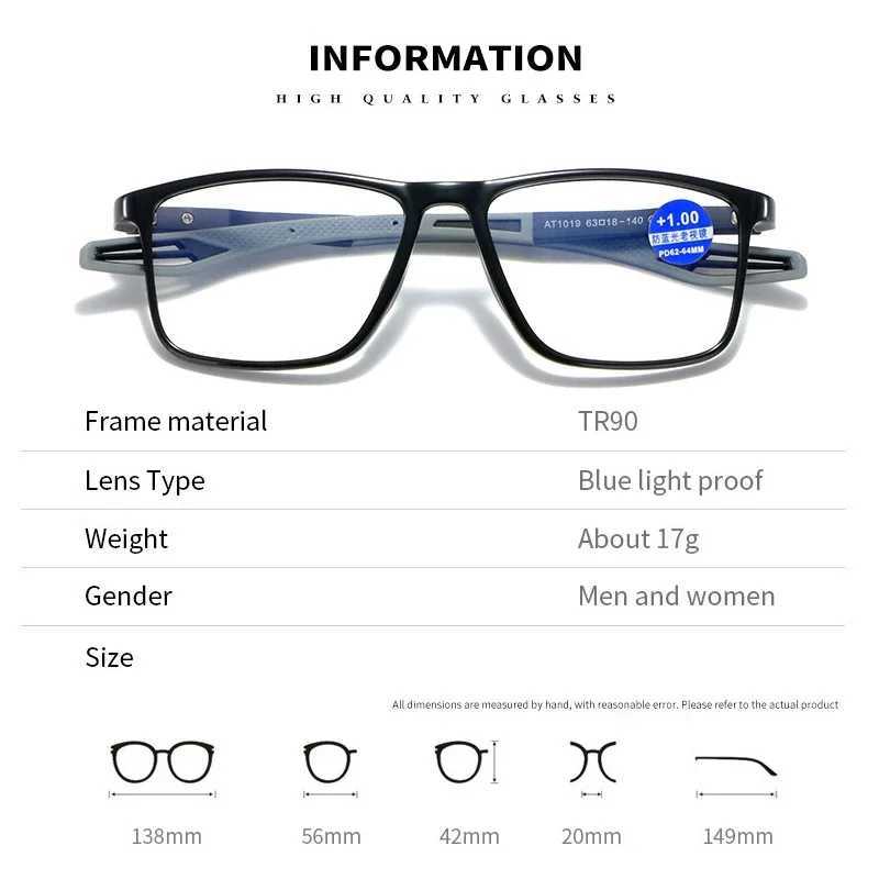 Vintage Ultralight TR90 Reading Glasses Men Women Retro HD Lens Blue Light Blocking Eyewear Classic Square Far Sight Eyeglasses W250513