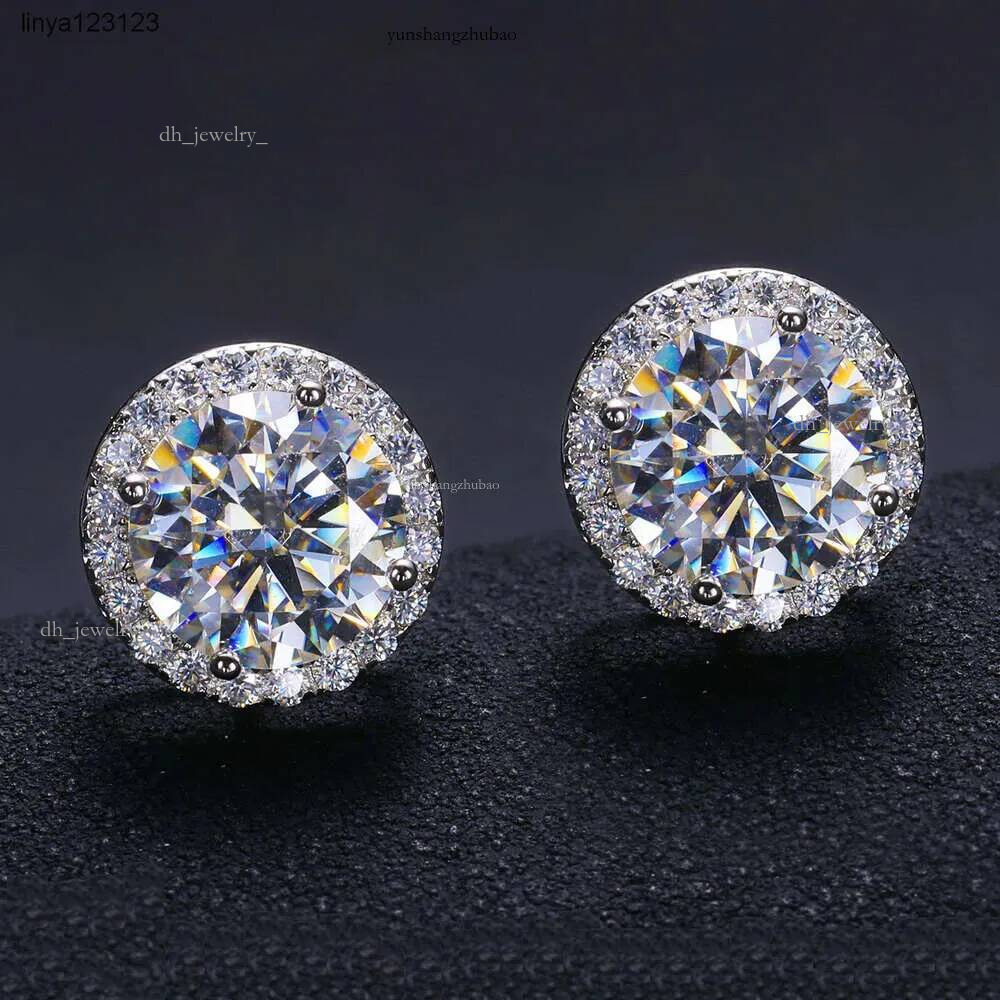 Fine Jewelry Screw Back Women Gold Plated Sterg Sier Iced Out VVS Moissanite Dia Halo Stud Earrings For Men