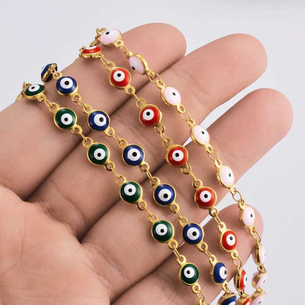 Stainless Steel Bracelets Blue Red Evil Eye Enamel Bead Bracelet for Women Lucky Turkish Eye Jewelry Gifts XJ250707