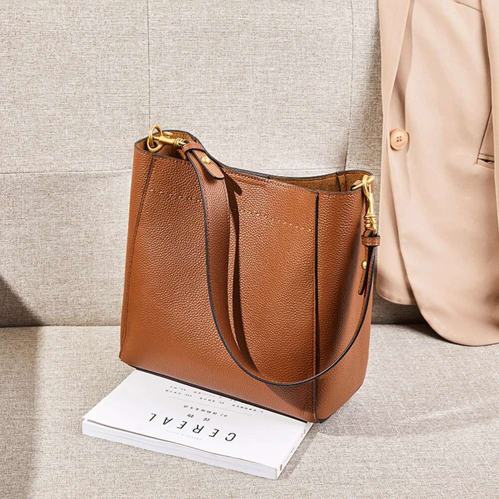 Designer bag231 Zency New Genuine Leather Casual Shopper Shoulder Bag Commuter Large Bucket Handbag Simple High Quality Women Tote Underarm Bags