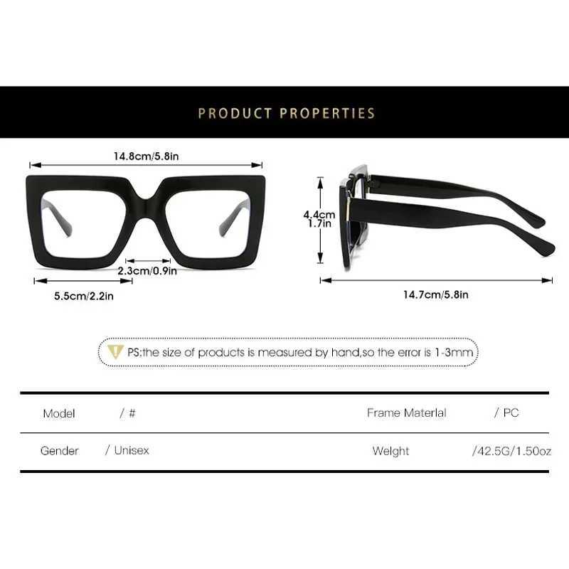 Large Square Frame Anti-Blue Light Reading Glasses Retro Luxury Brand Designer Black Eyeglasses Computer Transparent Eyewear W250513