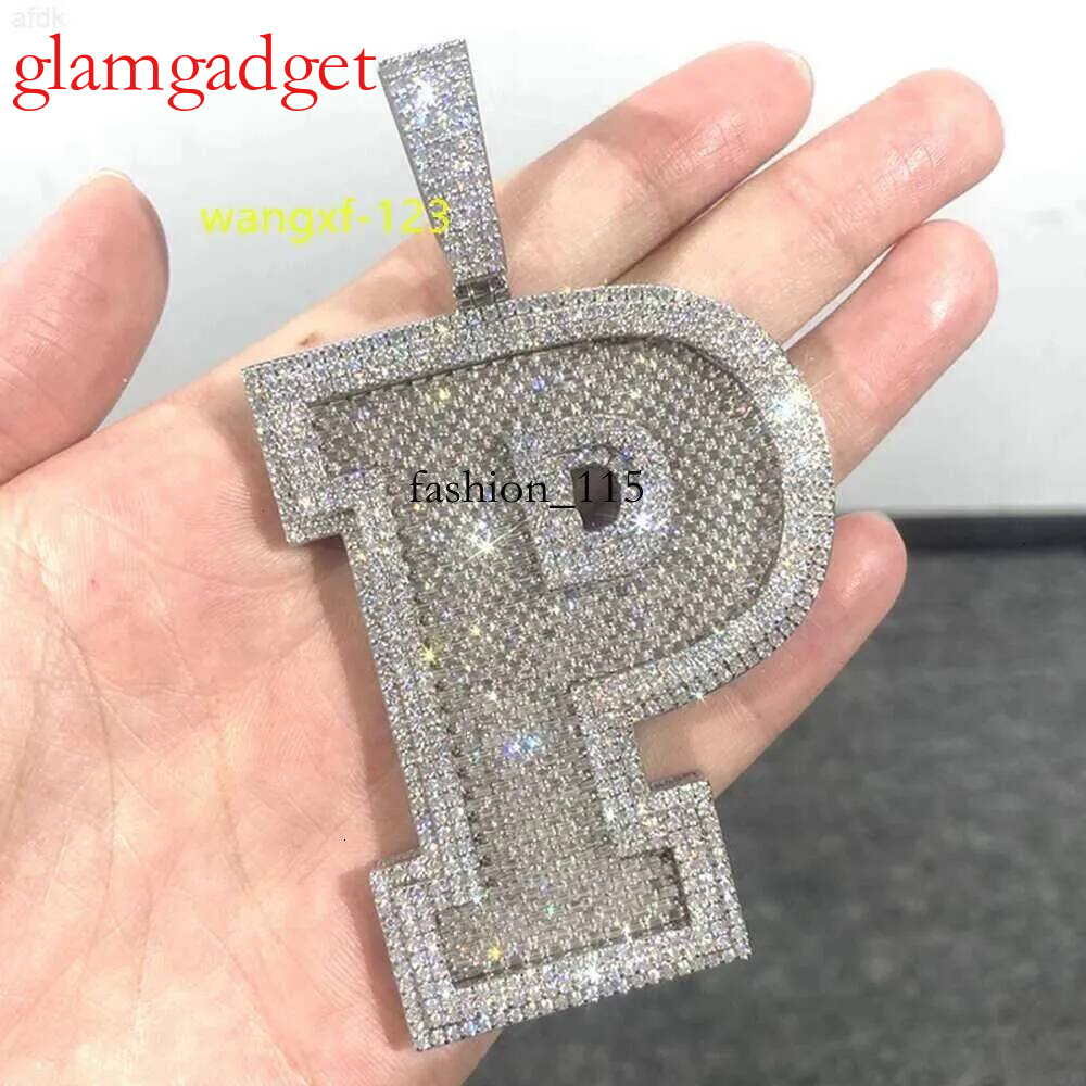 Customize any single letter Custom Iced Out Baguette p Sier Vvs Moissanite Hip Hop Men 2.5 Inches Letter Pendant